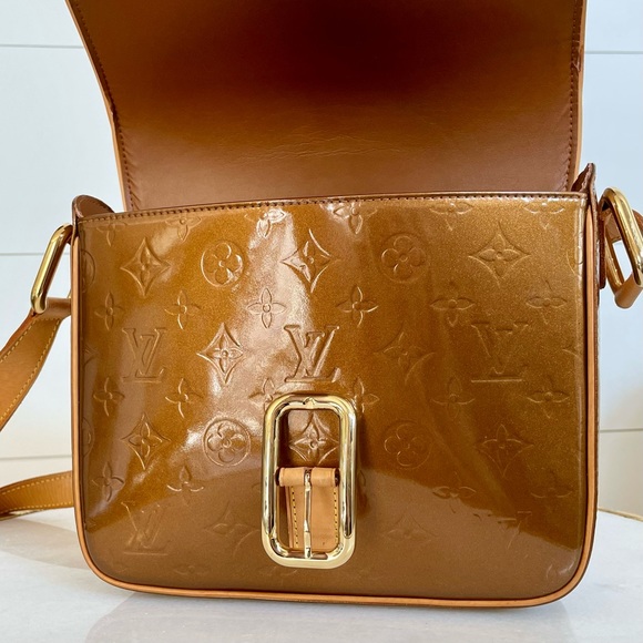 SOLD - Louis Vuitton Christie GM Crossbody Bag | LV Monogram Vernis Bronze Bag - Picture 10 of 16